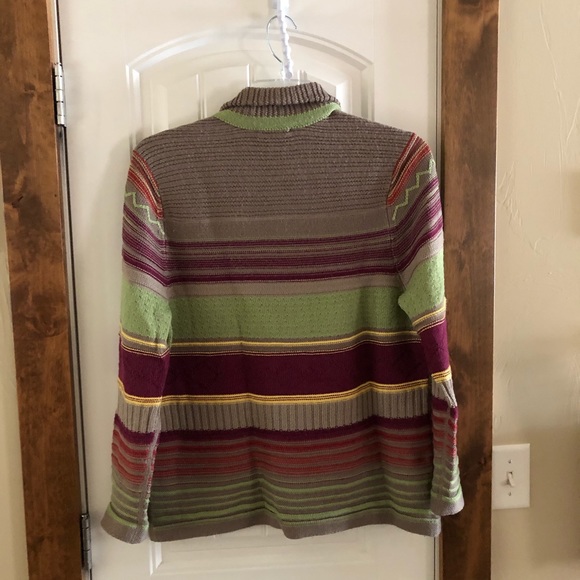 Gorgeous C&B Cardigan-Sz Lg-Tan/Lime/Yellow/Orange - Picture 7 of 13